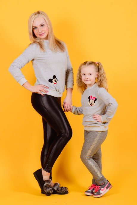 Детская толстовка "Мини Маус" ДФ 145 Family look (серый) 